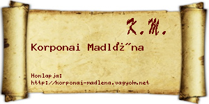 Korponai Madléna névjegykártya